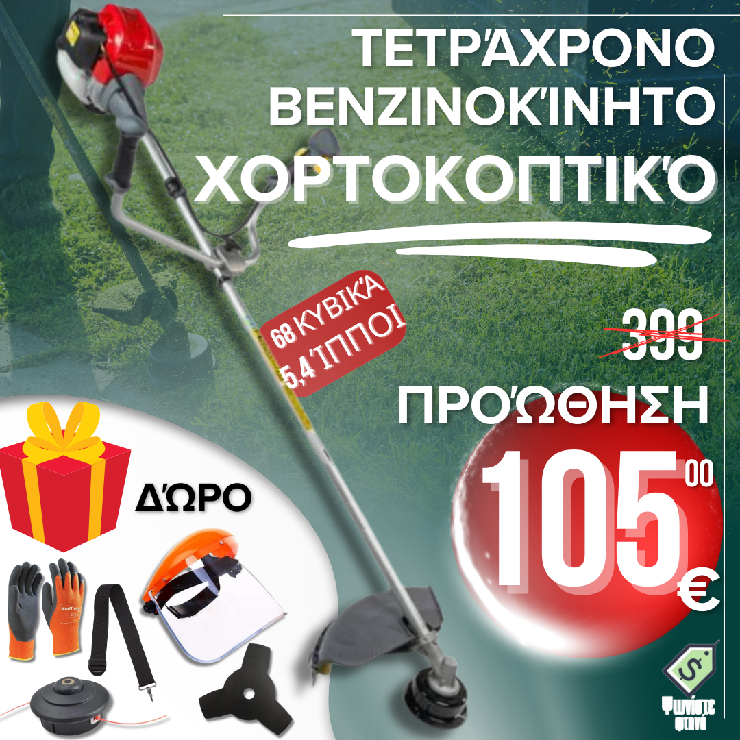 Γερμανικός Τετράχορδος Βενζινάτος Τρίμερ WerkBull / Κοπή Γκαζόν και Θάμνων + 7 Δώρα