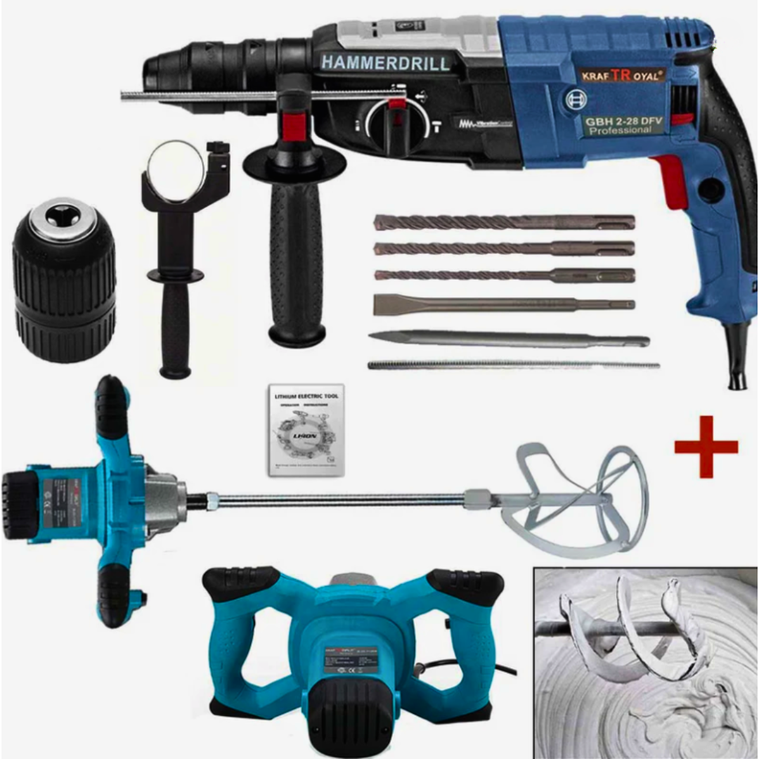 Γερμανικό σετ Perforator 1600W + Μίξερ κατασκευών για σκυρόδεμα WerkBull 2400w