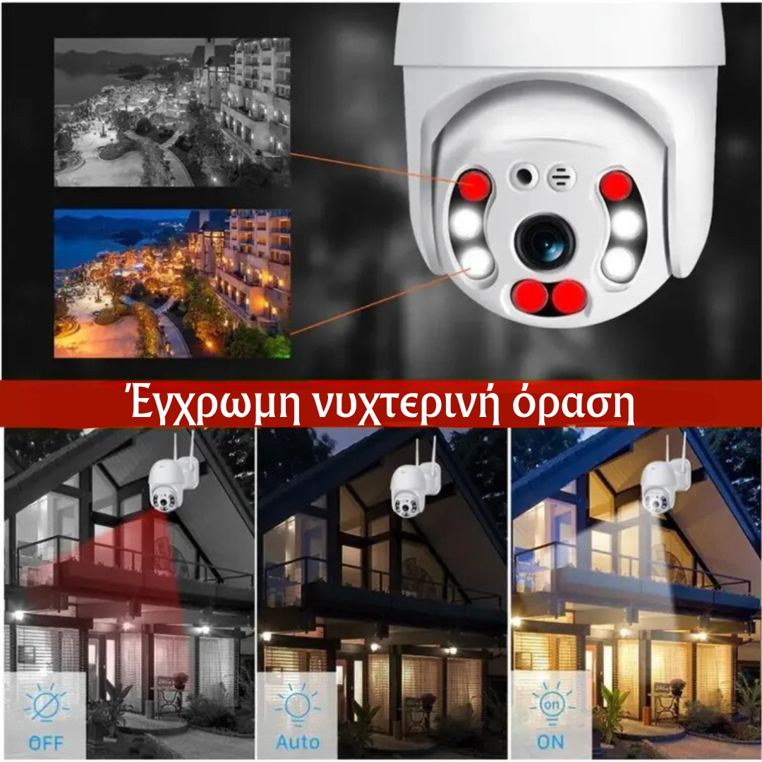 WIFI Περιστρεφόμενη ασύρματη κάμερα θόλου 5MPX HD