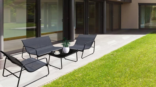 Σετ Επίπλων Κήπου 4 Τεμαχίων - PVC Rattan, Μαύρο